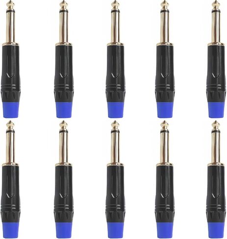مقابس RCA الذهب 2 -PCS 2 -Pin - 6.3 مم موصلات ألدر الصوت Mono Coaxial AV لمكبر الصوت ، الكمبيوتر ، مكبر صوت (أزرق × 10pcs) in Kuwait