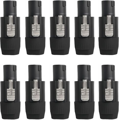 10pcs Aviation Aluminium 4 - موصل مكبر الصوت PIN - متوافق مع NL4FC ، قفل القفل مع أداة - الربط المجاني (Orange × 10pcs) in Kuwait