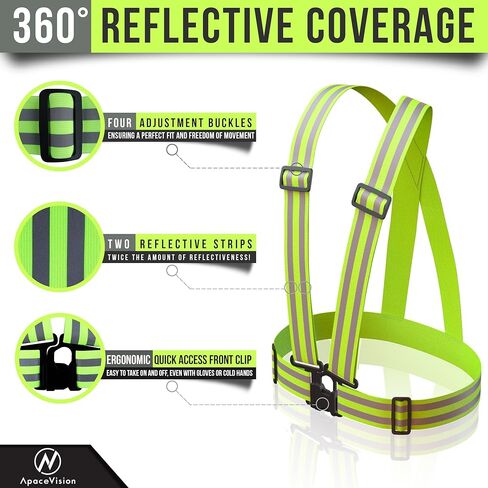 سترة عاكسة (2 عبوة) سلامة خفيفة الوزن وقابلة للتعديل ومرنة ورؤية عالية للتشغيل ، الركض ، المشي ، ركوب الدراجات in Kuwait