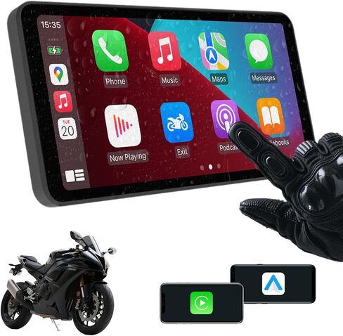 شاشة ذكية دراجة نارية مقاس 6 بوصات-Carplay و Android Auto | تحكم الصوت بلوتوث | IP67 مقاوم للماء | شاشة اللمس HD | تسهل تثبيت | يناسب معظم الدراجات | تحديثات OTA in Kuwait