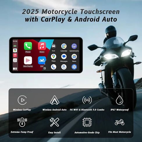 شاشة ذكية دراجة نارية مقاس 6 بوصات-Carplay و Android Auto | تحكم الصوت بلوتوث | IP67 مقاوم للماء | شاشة اللمس HD | تسهل تثبيت | يناسب معظم الدراجات | تحديثات OTA in Kuwait