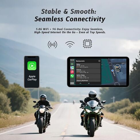 شاشة ذكية دراجة نارية مقاس 6 بوصات-Carplay و Android Auto | تحكم الصوت بلوتوث | IP67 مقاوم للماء | شاشة اللمس HD | تسهل تثبيت | يناسب معظم الدراجات | تحديثات OTA in Kuwait