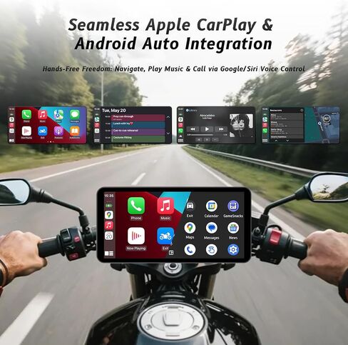 شاشة ذكية دراجة نارية مقاس 6 بوصات-Carplay و Android Auto | تحكم الصوت بلوتوث | IP67 مقاوم للماء | شاشة اللمس HD | تسهل تثبيت | يناسب معظم الدراجات | تحديثات OTA in Kuwait