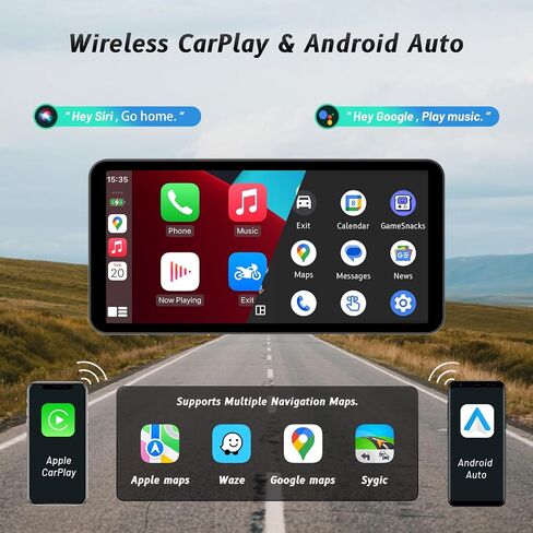 شاشة ذكية دراجة نارية مقاس 6 بوصات-Carplay و Android Auto | تحكم الصوت بلوتوث | IP67 مقاوم للماء | شاشة اللمس HD | تسهل تثبيت | يناسب معظم الدراجات | تحديثات OTA in Kuwait