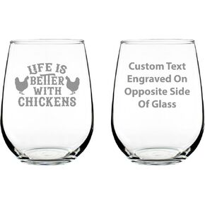 Life is Better with Chickens Stemless Wine Glass - Cute Chicken Themed Decor & Mama Hen Gifts for Women - Large in Saudi Arabia