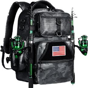 Ghosthorn Fishing Tackle Backpack with Removable Instant Workstation & 2 Rod Holders, Large Storage Water-resistant Bag Store 4 Tackle Boxes, Tackle Bag for Fishing Gear in Saudi Arabia