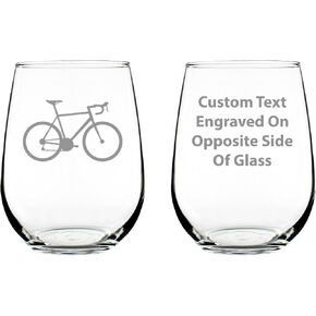 Bicycle - Stemless Wine Glass - Unique Road Biking Themed Decor and Gifts for Cyclists - Large 17 Oz Glasses in Saudi Arabia