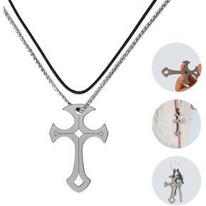 Self Defense Cross Necklace For Men Women 2 PCS Chains EDC Safety Protection Tool Titanium Alloy Corrosion-Resistant‌ in Saudi Arabia