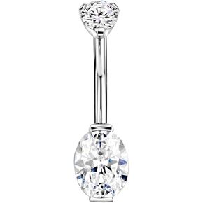 14 Gauge 316L Surgical Steel Belly Button Ring CZ Belly Ring CZ Charm Up Piercing Jewelry Barbells Clear Cubic Zirconia Navel Rings Silver Screw Bar 10 mm Screw on Piercing Stud Ball End 14G in Saudi Arabia