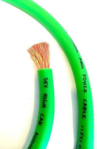 5 ft CCA 1/0 Gauge Oversized Green Power Ground Wire Sky High Car Audio in Saudi Arabia