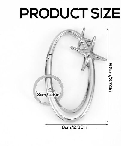 Fashion Y2K Metal Starlight Carabiner ، لطيف سبيكة سبيكة النجوم مقطع مفتاح مقطع رائع حلقة الحزام على شكل نجمة. in Saudi Arabia