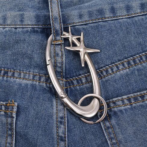 Fashion Y2K Metal Starlight Carabiner ، لطيف سبيكة سبيكة النجوم مقطع مفتاح مقطع رائع حلقة الحزام على شكل نجمة. in Saudi Arabia