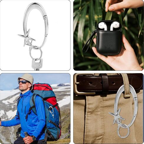 Fashion Y2K Metal Starlight Carabiner ، لطيف سبيكة سبيكة النجوم مقطع مفتاح مقطع رائع حلقة الحزام على شكل نجمة. in Saudi Arabia