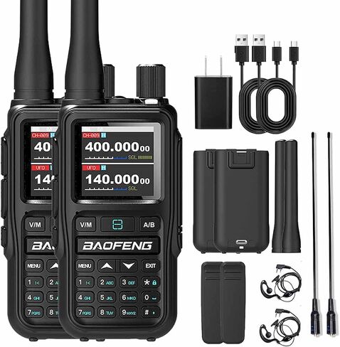Baofeng UV-5R Mini Dual Band Walkie Talkie (5W Power/999 Channels) | البرمجة Bluetooth+تحذير الطقس NOAA | شحن USB-C السريع | مجموعة معدات الطوارئ/الصيد في الهواء الطلق (حزمة) (رمادي) in Saudi Arabia