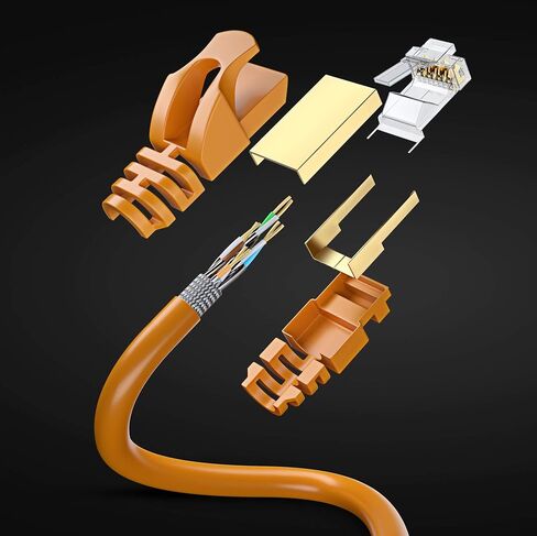 Cat7 Ethernet Cable 1 Foot – 6 Pack High-Speed LAN Network Patch Cords, RJ45 Gold-Plated Connectors, 600MHz, 10Gbps – for Router, Modem, PC, Gaming, Streaming – Orange in Saudi Arabia