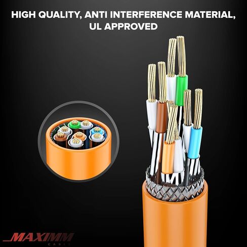 Cat7 Ethernet Cable 1 Foot – 6 Pack High-Speed LAN Network Patch Cords, RJ45 Gold-Plated Connectors, 600MHz, 10Gbps – for Router, Modem, PC, Gaming, Streaming – Orange in Saudi Arabia