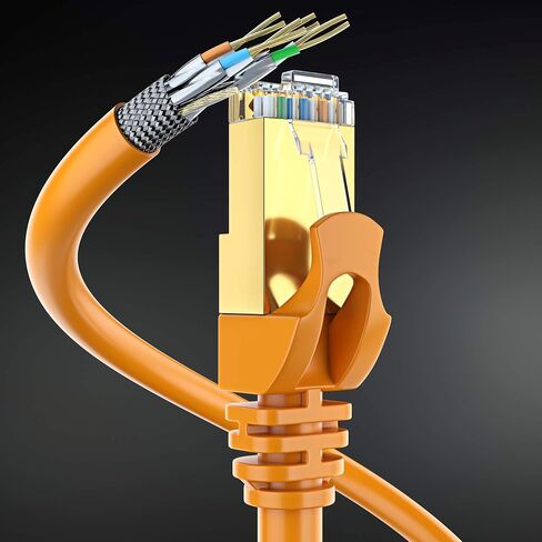 Cat7 Ethernet Cable 1 Foot – 6 Pack High-Speed LAN Network Patch Cords, RJ45 Gold-Plated Connectors, 600MHz, 10Gbps – for Router, Modem, PC, Gaming, Streaming – Orange in Saudi Arabia