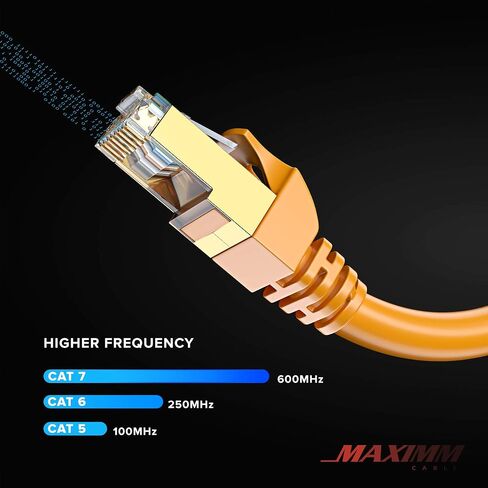 Cat7 Ethernet Cable 1 Foot – 6 Pack High-Speed LAN Network Patch Cords, RJ45 Gold-Plated Connectors, 600MHz, 10Gbps – for Router, Modem, PC, Gaming, Streaming – Orange in Saudi Arabia