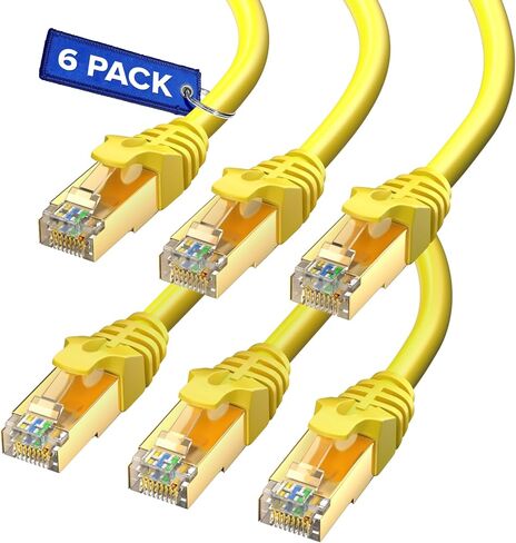 Cat7 Ethernet Cable 1 Foot – 6 Pack High-Speed LAN Network Patch Cords, RJ45 Gold-Plated Connectors, 600MHz, 10Gbps – for Router, Modem, PC, Gaming, Streaming – Orange in Saudi Arabia