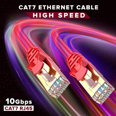 Cat7 Ethernet Cable 1 Foot – 6 Pack High-Speed LAN Network Patch Cords, RJ45 Gold-Plated Connectors, 600MHz, 10Gbps – for Router, Modem, PC, Gaming, Streaming – Orange in Saudi Arabia