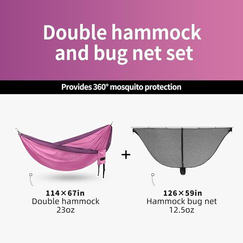 Hammock Anti-Mosquito System - Includes Double Hammock and Bug Net - Set of Essentials for Camping, Hiking (Blue Hammock + Bug net) in Saudi Arabia