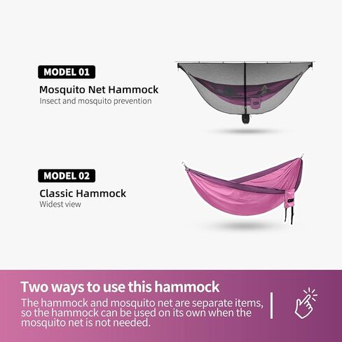 Hammock Anti-Mosquito System - Includes Double Hammock and Bug Net - Set of Essentials for Camping, Hiking (Blue Hammock + Bug net) in Saudi Arabia