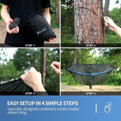 Hammock Anti-Mosquito System - Includes Double Hammock and Bug Net - Set of Essentials for Camping, Hiking (Blue Hammock + Bug net) in Saudi Arabia