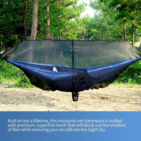 Hammock Anti-Mosquito System - Includes Double Hammock and Bug Net - Set of Essentials for Camping, Hiking (Blue Hammock + Bug net) in Saudi Arabia