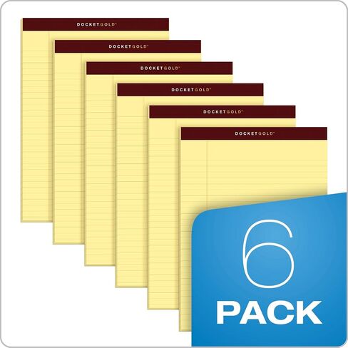 وسادات كتابة ذهبية من TOPS Docket، مقاس 8-1/2 بوصة × 11-3/4 بوصة، قاعدة قانونية، ورق كناري، 50 ورقة، 6 عبوات (99707)، الإصدار الأصلي in Kuwait