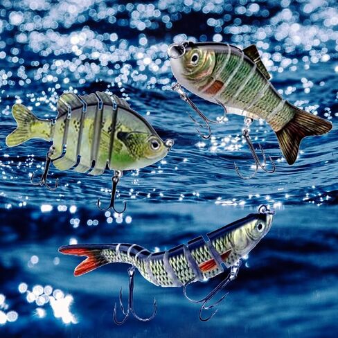 6 Pcs Fishing Lure Set with Durable Hard Plastic Tackle Box | Bass Trout Saltwater Freshwater Fishing Lures | Slow Sinking Lifelike Jointed Swimbait for Beginner & Pro Anglers in Saudi Arabia