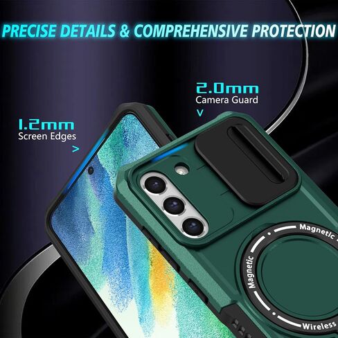 Phone Case for Samsung S21 FE 5g with Ring Stand Magnetic Black fits Wireless Charger, Camera Lens Protector Cover for Samsung Galaxy S21 FE Case Shockproof Anti-Slip (Pink White) in Kuwait