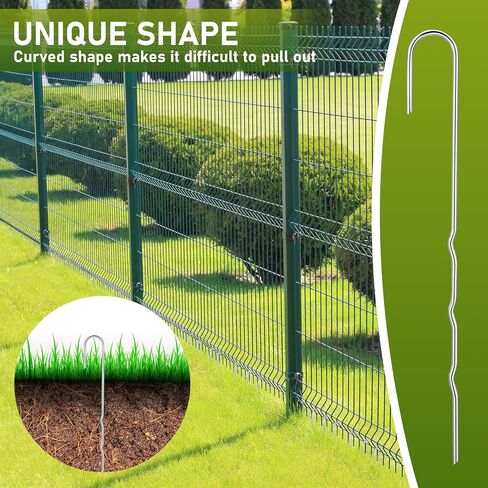 50 Pcs Kinked Ground Stakes 9 Inch Metal Garden Fence Edging Hook Heavy Duty J Shaped Galvanized Tent Fence Spikes for Dogs Digging Outdoor Awning Canopy Tarpaulin in Saudi Arabia