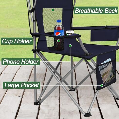 ptlsy Folding Camping Chair with Canopy, Beach Chair with Canopy Shade with Cup Holders, Cooler Bag for Camping, Fishing, Beach, Sports and Concert (White) in Kuwait