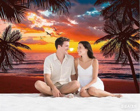 Beach Sunset Glow Backdrop Seaside Coconut Palm Trees Wall Banner Hawaii Beach Photography Background for Birthday Party Baby Shower Decoration Supplies 70.8 x 47.2 Inch in Kuwait
