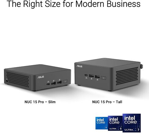 ASUS NUC 15 Pro Tall Barebones Mini PC with Intel Series 2 Core Ultra 7 255H, up to 96GB DDR5 RAM, Dual Storage, Thunderbolt™ 4, Wi-Fi 7 & Bluetooth 5.4, Toolless Chassis Access, VESA Mount Included in Saudi Arabia