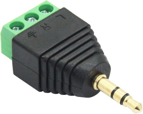 5Pcs 3.5mm Audio Terminal Block Connector, Gold Plated TS 2 Pole 1/8 inch Mono Male to 2 Pin Solderless Screw Terminal Female AUX Audio Adapter with Screwdriver in Saudi Arabia