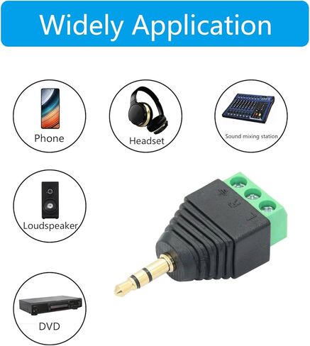 5Pcs 3.5mm Audio Terminal Block Connector, Gold Plated TS 2 Pole 1/8 inch Mono Male to 2 Pin Solderless Screw Terminal Female AUX Audio Adapter with Screwdriver in Saudi Arabia