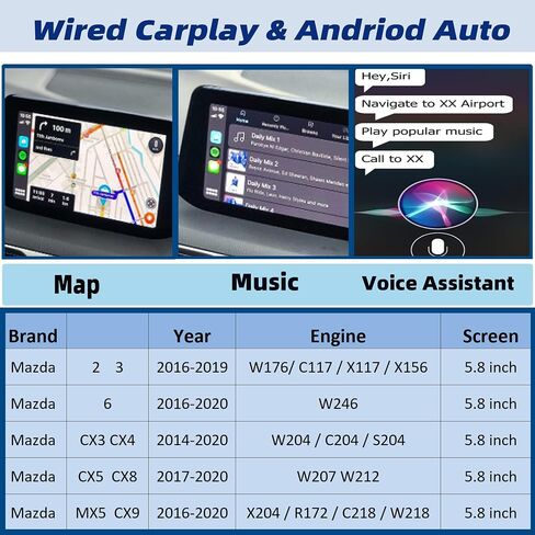 Dasbecan TK78-66-9U0C Mazda Apple Carplay Android Auto Retrofit Kit Compatible with Mazda 2 3 6 CX3 CX5 CX9 MX5 Miata 2014-2020 Adapter Interface Port MZD Connect System 00008FZ34 (2024 New Upgraded) in Saudi Arabia