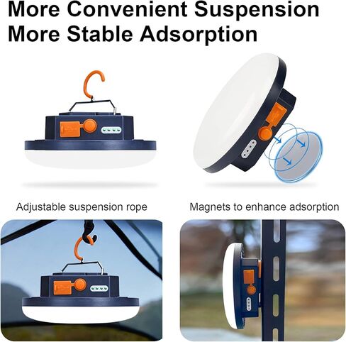 2pcs مصباح التخييم 10000mah قابلة لإعادة الشحن 3000LM Tent Camping ضوء ، 24 ساعة وقت اللعب ، فانوس الصيد الليلي في الهواء الطلق (RGB) in Kuwait