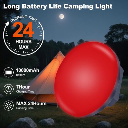 2pcs مصباح التخييم 10000mah قابلة لإعادة الشحن 3000LM Tent Camping ضوء ، 24 ساعة وقت اللعب ، فانوس الصيد الليلي في الهواء الطلق (RGB) in Kuwait
