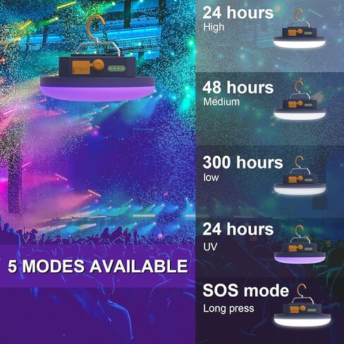 2pcs Camping Lamp 10000mAh Rechargeable 3000LM Tent Camping Light, 24Hours Long Play Time , Outdoor Night Market Night Fishing Lantern (RGB) in Kuwait