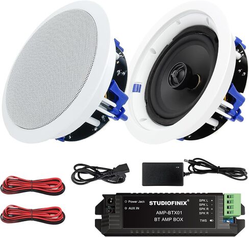 Studiofinix 6.5 بوصة مكبرات صوت سقف بلوتوث ، نظام 160 واط ثنائي الاتجاه ، صوت محيطي سلكي لغرفة المعيشة ، المكتب ، كيشتن ، غرفة الدراسة ، الطابق السفلي ، الفناء المغطى وجبل التدفق in Kuwait
