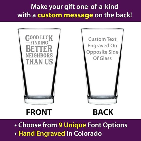 Good Luck Finding Better Neighbors Than Us - Pint Glass for Beer - Funny Farewell Gift For The Best Neighbor Moving Away - 16 oz Glasses in Saudi Arabia