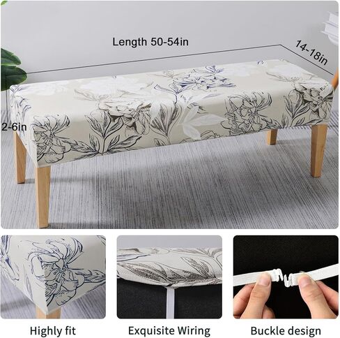 FORCHEER Dining Chair Covers and Bench Covers Set Waterproof Jacquard Chair Slipcover Set of 4 Washable Parsons Chair Slipcover - 4 PCS Chair Cover+1 PC Bench Cover （Waterproof-Light Brown） in Kuwait