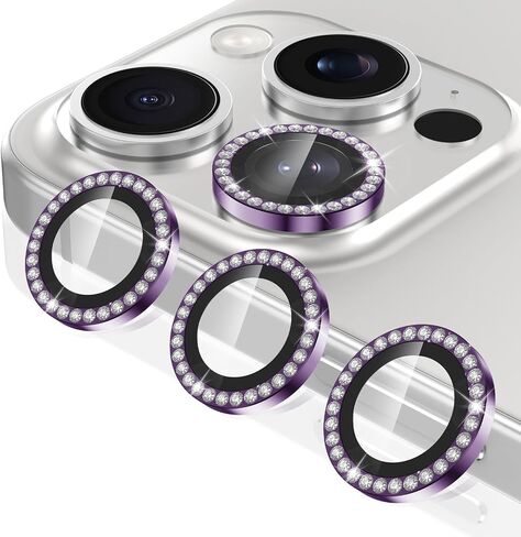 كوريغو لجهاز iPhone 16 Pro Max/iPhone 16 Pro Camera Lens ، صلابة 9H ، مقاومة للخدش ، الزجاج المتقارن فائق الرقيقة ، غطاء حلقة فردي معدني لطيف للنساء ، ودود ، الأرجواني ، الأرجواني ، الأرجواني in Kuwait