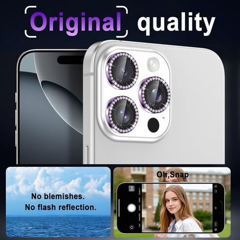 كوريغو لجهاز iPhone 16 Pro Max/iPhone 16 Pro Camera Lens ، صلابة 9H ، مقاومة للخدش ، الزجاج المتقارن فائق الرقيقة ، غطاء حلقة فردي معدني لطيف للنساء ، ودود ، الأرجواني ، الأرجواني ، الأرجواني in Kuwait