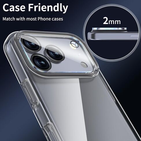 SWUU 2 Pack Camera Lens Protector Compatible with iPhone 6.3", Military-Grade 9H Tempered Glass, Shatterproof & Anti-Scratch, HD Clear, No Fingerprint, Case-Friendly in Kuwait