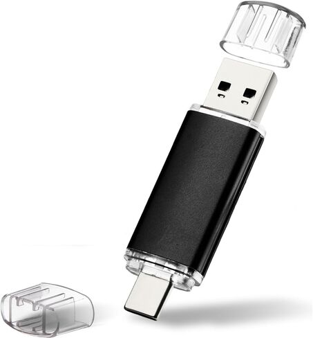 محرك أقراص فلاش USB C مزدوج 256 جيجا بايت ، وعصا ذاكرة USB 3.0 لـ iPhone 15/Pro/Plus/Android/Tablet/PC/MacBook ، محرك إبهام محمول مع نقل عالي السرعة ، أسود in Saudi Arabia