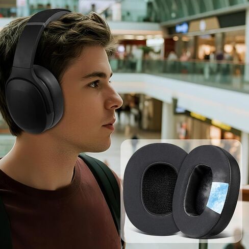 Soulwit Cooling-Gel Aypads لـ Skullcandy Hesh 3/ANC/EVO & Crusher Wireless/ANC/EVO & EVO & ANC Over-Ear ، وسائد أذن مع نسيج حريري ثلج-أسود in Saudi Arabia