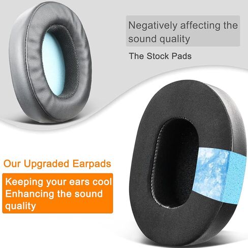 Soulwit Cooling-Gel Aypads لـ Skullcandy Hesh 3/ANC/EVO & Crusher Wireless/ANC/EVO & EVO & ANC Over-Ear ، وسائد أذن مع نسيج حريري ثلج-أسود in Saudi Arabia